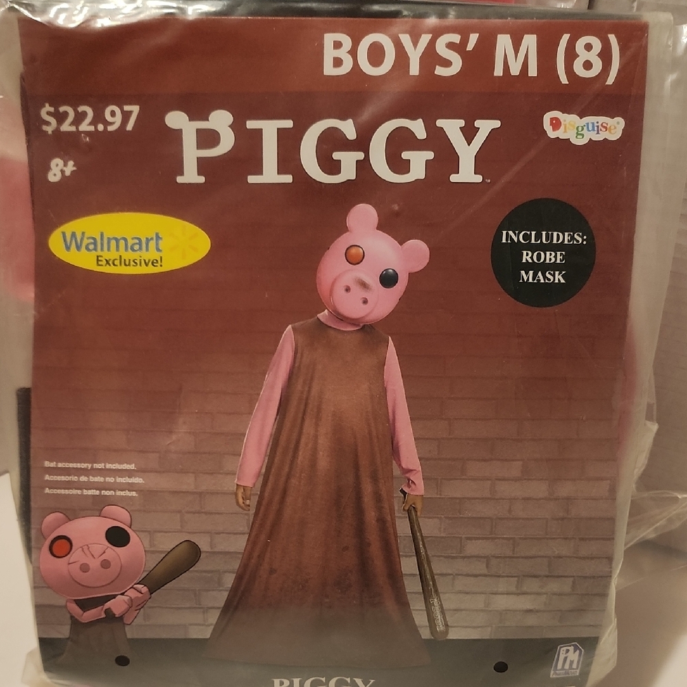 Disguise Piggy Costume with Pink Mask and Brown Robe